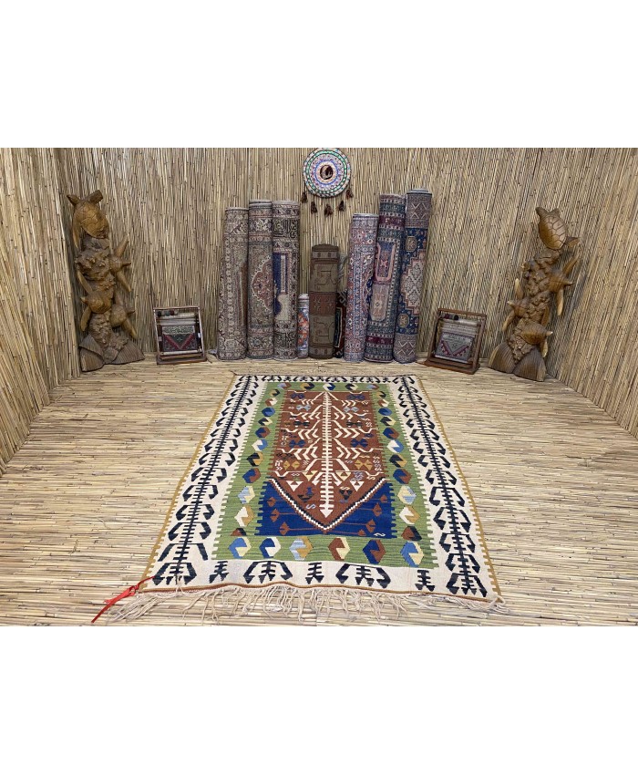 Handmade Turkish Kayseri Nomadic Original  Wool on Wool Kilim – FREE SHIPPING..!